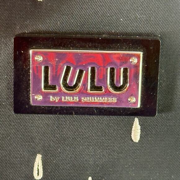 Lulu by Lulu Guiness Black Scottish Terrier Dog Rain Embroidered Handbag Purse - Picture 3 of 9